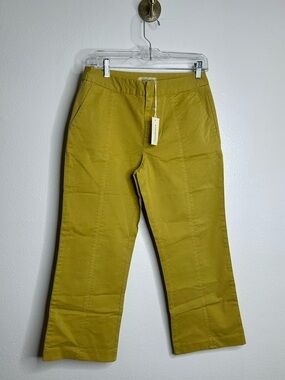 NWT Sundance Cotton Cropped Flare Leg Trouser Pant Yellow Size Petite 4